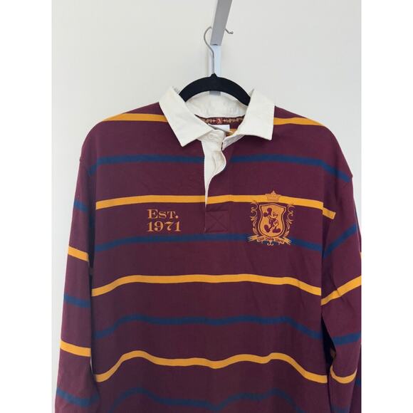 Vintage Walt Disney World Long Sleeve Polo Rugby Style Shirt Men's Large Maroon - Picture 3 of 7